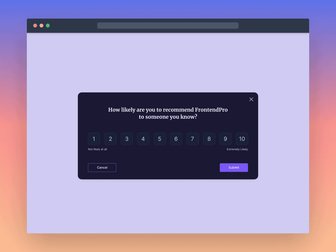 Feedback modal component Frontend Challenge