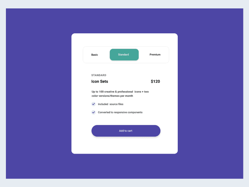 Icon sets pricing card Frontend Challenge